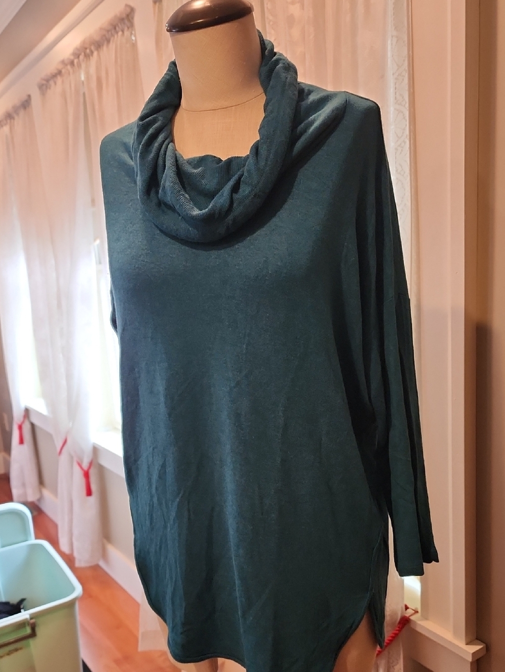 Lou & Grey Teal Cowl Neck Sweater